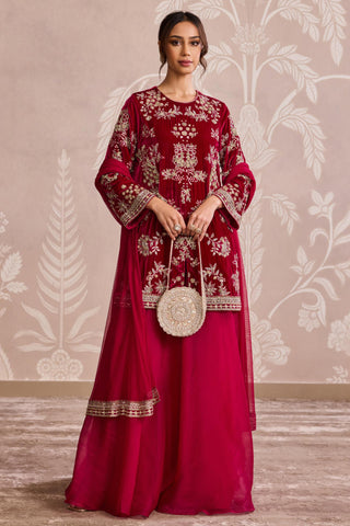 Pink embroidered nooreh ever after sharara set