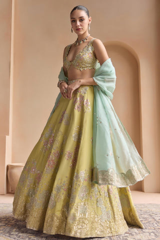 Lehenga Set for Indian Wedding - Yellow Off The Record Embroidered Lehenga Set by Osaa by Adarsh at Mrs. G

