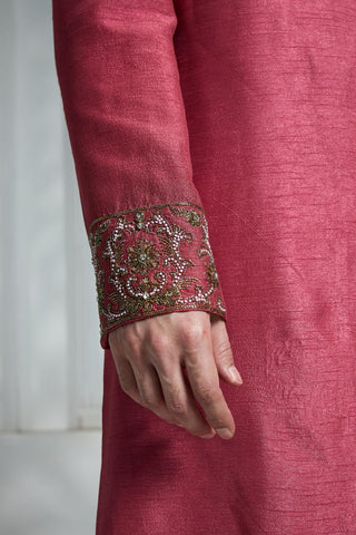 Maroon solid sherwani set