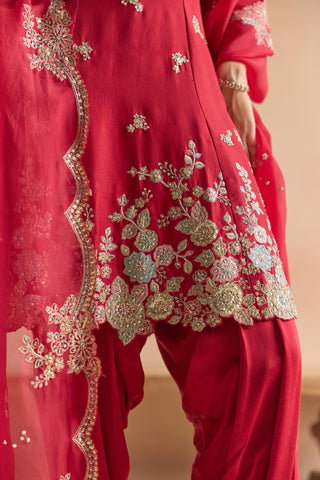 Kurta Set for Indian Wedding - Red Off The Record Kurta Set by Osaa by Adarsh at Mrs. G

