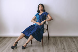 Blue hooked in summer hook dress