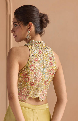 Flare Pant Set for Indian Wedding - Yellow Off The Record Top and flare pants Set by Osaa by Adarsh at Mrs. G

