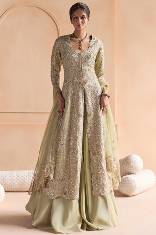 Sharara Set for Indian Wedding - Green Off The Record Embroidered Jacket Set by Osaa by Adarsh at Mrs. G