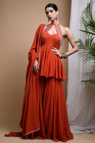 Orange sitara indo palazzo set