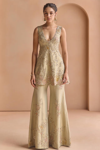 Flare Pant Set for Indian Wedding - Blue Off The Record Jacket and flare pant Set by Osaa by Adarsh at Mrs. G