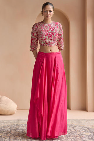 Lehenga Set for Indian Wedding - Pink Off The Record Top and Skirt Set by Osaa by Adarsh at Mrs. G

