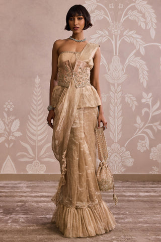 Gold ever after saree gown with belt