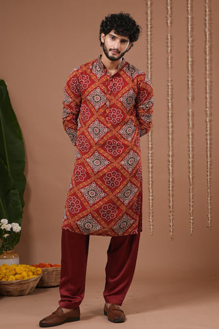 Kurta salwar set for Indian Wedding – Red Maroon Bandhani by AHI Clothing