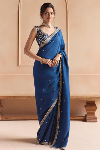 Saree Set for Indian Wedding - Blue Off The Record Saree Set by Osaa by Adarsh at Mrs. G

