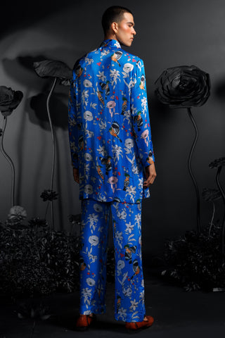 Tropical blue kurta set with florals