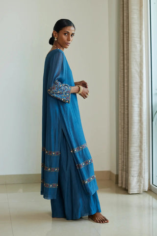 Blue rekha kurta set