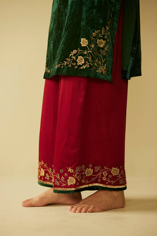 Green velvet meera kurta set