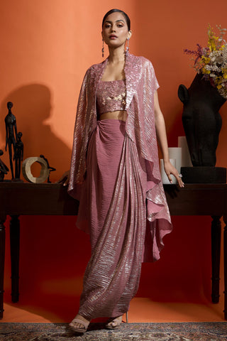 Drape Gown for Special Occasions – Pink Wedding Guest by Babita Malkani