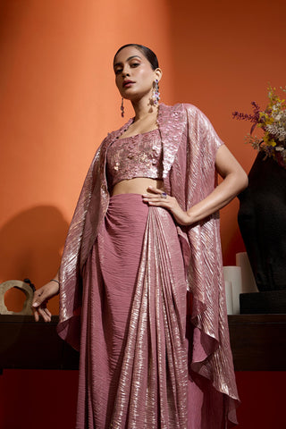 Drape Gown for Special Occasions – Pink Wedding Guest by Babita Malkani
