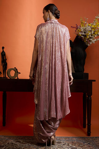 Drape Gown for Special Occasions – Pink Wedding Guest by Babita Malkani