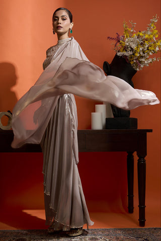 Drape Skirt with Cape for Special Occasions – Brown Wedding Guest by Babita Malkani