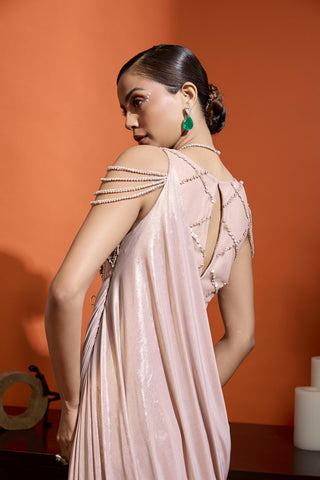 Drape Gown for Special Occasions – Pink Wedding Guest by Babita Malkani
