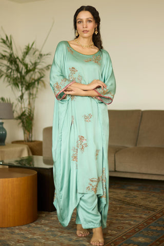 Blue aarohi hand embroidered kaftan set