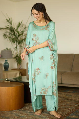 Blue aarohi hand embroidered kaftan set