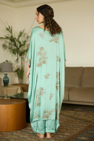 Blue aarohi hand embroidered kaftan set