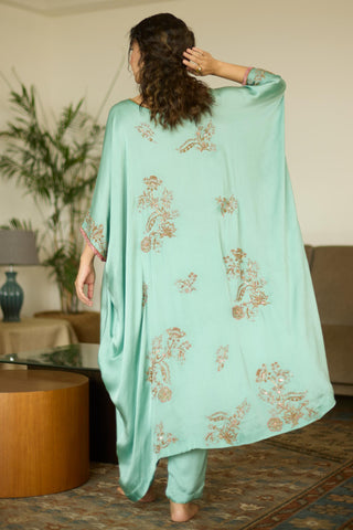 Blue aarohi hand embroidered kaftan set
