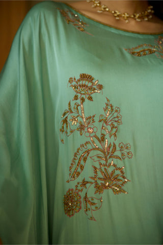 Blue aarohi hand embroidered kaftan set