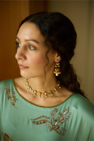 Blue aarohi hand embroidered kaftan set