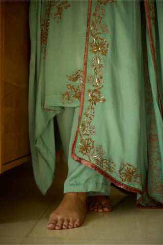 Blue aarohi hand embroidered kaftan set
