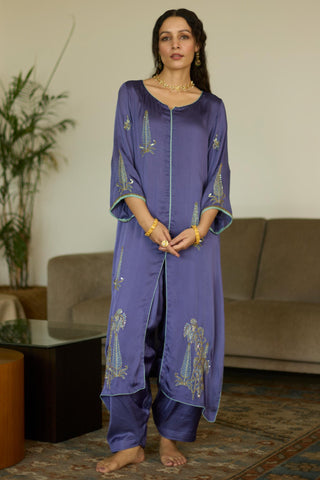 Purple chhaaya hand embroidered kurta set