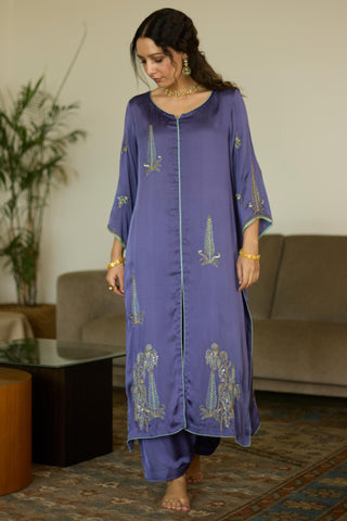 Purple chhaaya hand embroidered kurta set