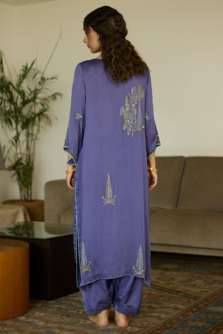 Purple chhaaya hand embroidered kurta set