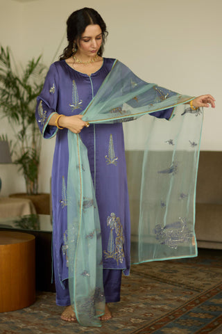 Purple chhaaya hand embroidered kurta set