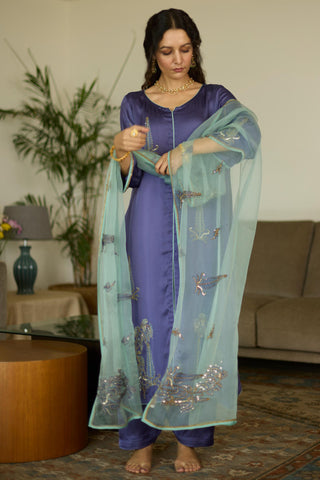 Purple chhaaya hand embroidered kurta set