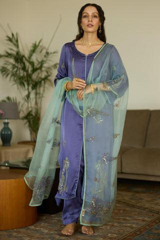 Purple chhaaya hand embroidered kurta set