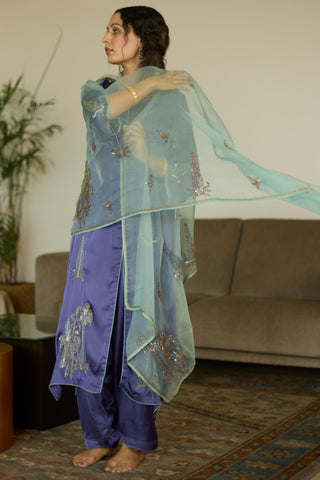 Purple chhaaya hand embroidered kurta set