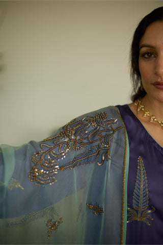 Purple chhaaya hand embroidered kurta set