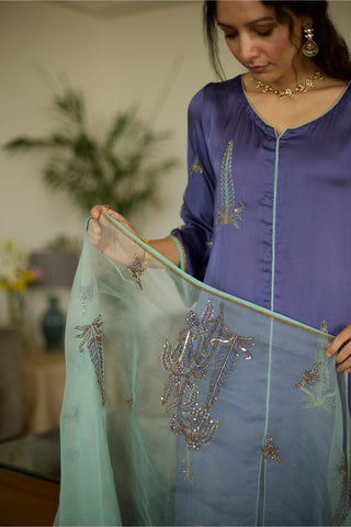 Purple chhaaya hand embroidered kurta set