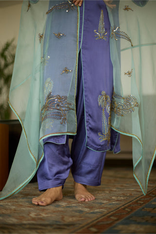 Purple chhaaya hand embroidered kurta set