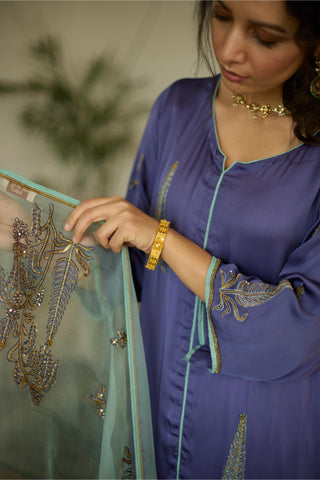 Purple chhaaya hand embroidered kurta set
