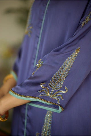 Purple chhaaya hand embroidered kurta set