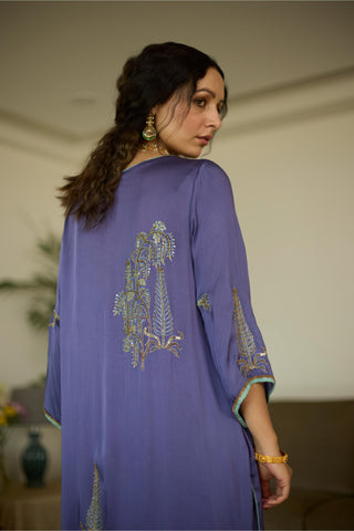 Purple chhaaya hand embroidered kurta set