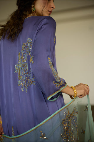 Purple chhaaya hand embroidered kurta set