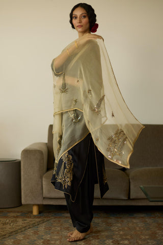 Black chhaaya hand embroidered kurta set