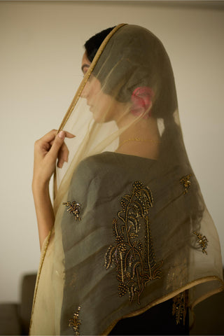 Black chhaaya hand embroidered kurta set