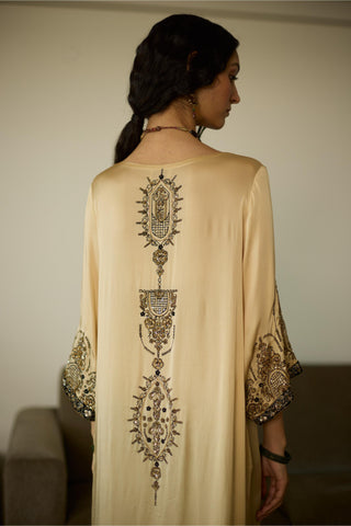 Beige saanjh hand embroidered kurta set