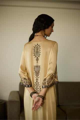 Beige saanjh hand embroidered kurta set