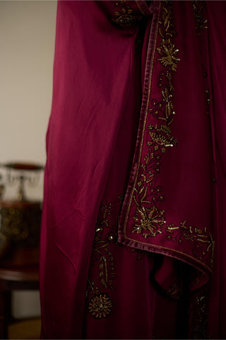 Pink aarohi hand embroidered kaftan set