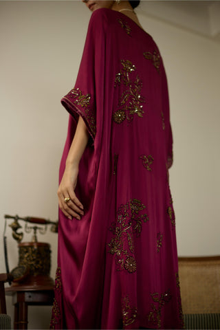 Pink aarohi hand embroidered kaftan set