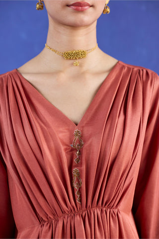 Orange mani kaftan suit