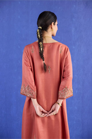 Orange mani kaftan suit